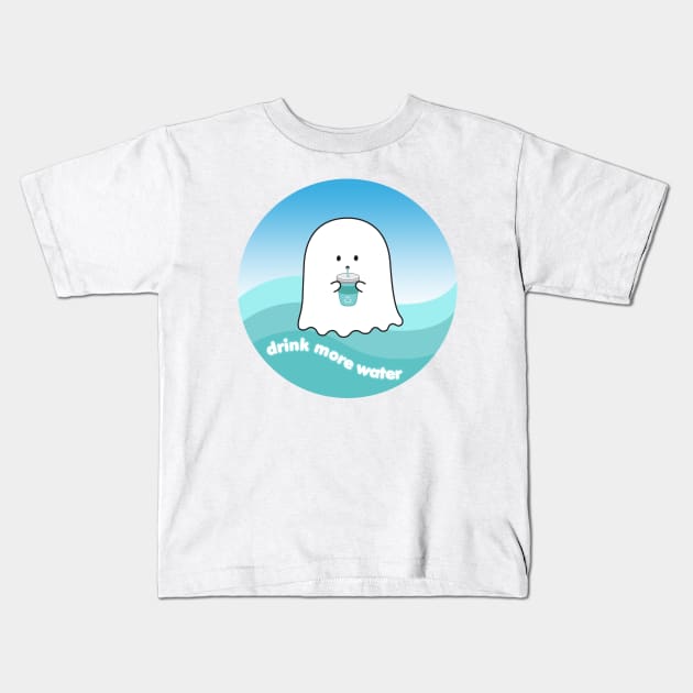 Gordie the Ghost (drink more water) | by queenie's cards Kids T-Shirt by queenie's cards